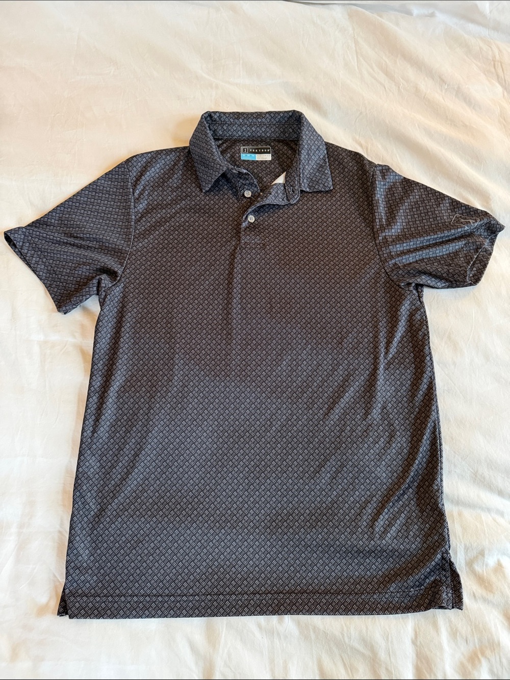 PGA Polo Golf Shirt in Charcoal with Micro Pattern